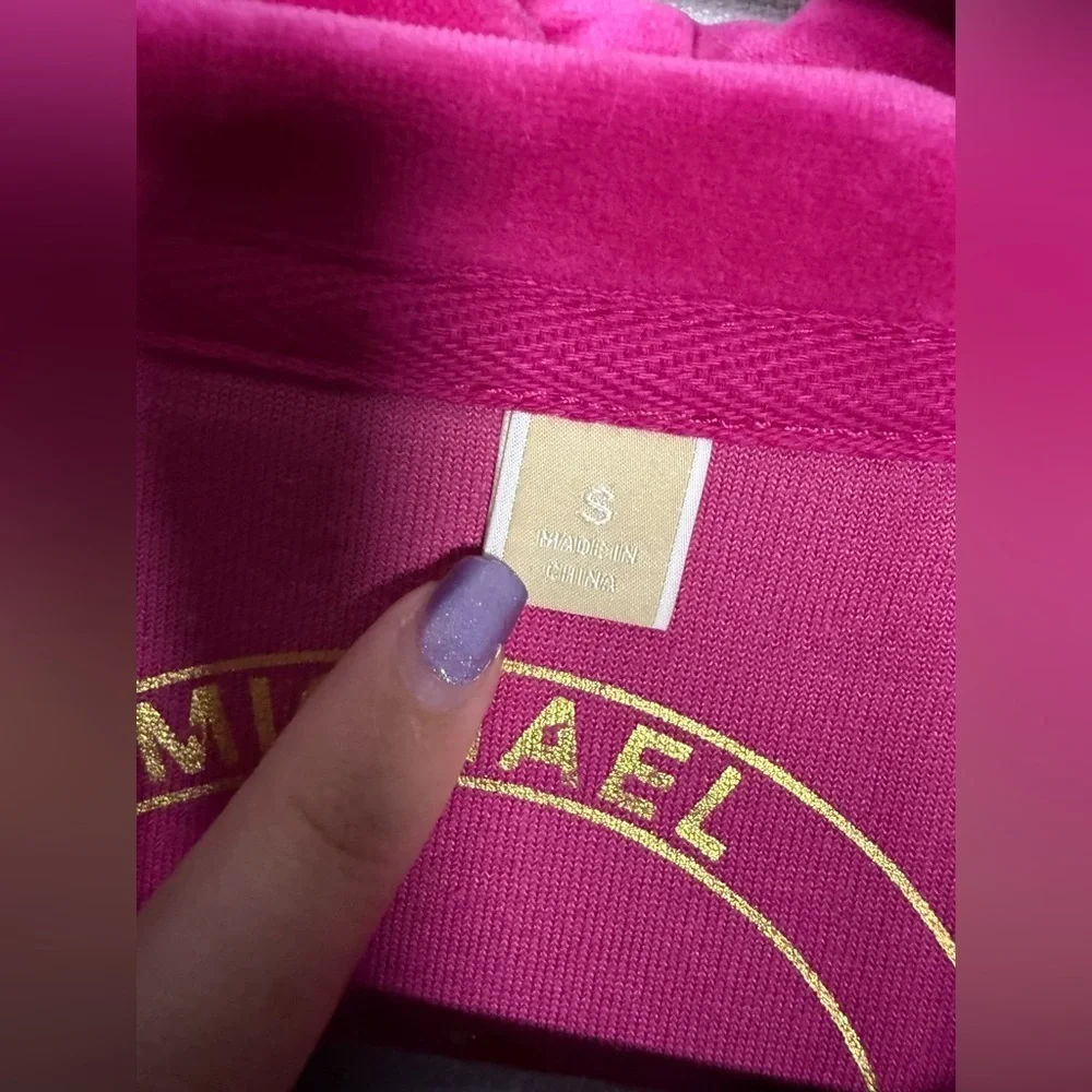 Michael Kors Hot Pink Velour Zip Up Jacket Small